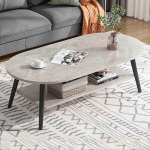 Ovaalne 2-tasandiline elutoa laud, praktiline keskne laud kahekordse hoiuruumiga, v&auml;ikesed kohvilaudad v&auml;ikestesse ruumidesse, puidust kohvilaud elutuppa, s&ouml;&ouml;gituppa, kontorisse (Hall, 80 cm)