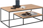 Thore 2 kohvilaud t&auml;ispuidust tammepuust - kvaliteetne diivanilaud praktilise riiuli ja musta metallraamiga - 110 x 42 x 60 cm (B x K x S)