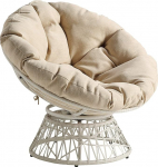 OSP Home Furnishings punutud papasan tool 360 kraadi p&ouml;&ouml;rlevusega - kreemikas raam kreemika padjaga - 40" x 36" x 35"