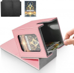 Jaffzora Deck Box for MTG Commander Magnetic Card Display Case TCG Card Storage Box mahutab 100 Double Arm Cards Pink & Gray