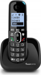 Amplicomms BigTel 1500 juhtmevaba DECT-telefoni suured nupud, heliv&otilde;imendus, eriti valjud helinad, kuuldeaparaadiga &uuml;hilduv, k&otilde;ne kaitse