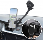 Wicked Chili ekstra pikk auto mobiiltelefoni hoidik koos liblikkaelaga autole, veoautole, kaubikule, universaalne, &uuml;hildub iPhone 15 14 13, Samsung Galaxy, Pixel, vibratsioonivaba (2-in-1 koos ventilaatori kinnitusega)