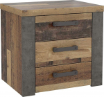 FORTE Nelleke Bedside Table with 3 Drawers, Wood Composite, Old Wood Vintage Decor and Concrete, Dark Grey, 21 x 54.3 x 56.6 cm