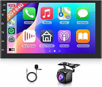 Rimoody 2G + 64G autoraadio 2 Din Android Wireless Carplay Android auto, 7-tolline puuteekraaniga 2 DIN raadio auto koos navigatsiooniga GPS FM / RDS raadio WiFi Mirror Link Bluetooth USB + tagurduskaamera