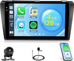 Roinvou 4+128G autoraadio Android 15 Mazda 3 2006-2012 juhtmevaba Carplay Android auto, 9-tolline autoraadio Incell puuteekraaniga GPS-navigatsiooniga Bluetooth EQ WiFi RDS FM SWC MIC tagurduskaameraga