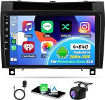 4+64G autoraadio Android 14 Mercedes-Benz SLK 2004-2011 koos 2 DIN Carplay Android autoekraaniga 9-tolline Bluetooth 5.0 Mirror Link FM/RDS WiFi GPS DAB+ SWC tagurduskaamera mikrofoniga
