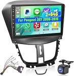 2G + 64G Android autoradio Peugeot 207 2006-2015 juhtmevaba Carplay & Android Car, 9-tolline puuteekraaniga autoraadio WiFi, GPS-navigatsioon, Bluetooth, FM RDSiga