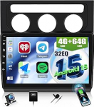 CAMECHO 4+64G 10-tolline Android 15 autoraadio VW Volkswagen Touran 2004-2008 koos tagurduskaameraga, traadita Carplay 2Din Bluetooth raadio 32EQ FM RDS GPS WiFi Android auto peeglilink + Canbusiga