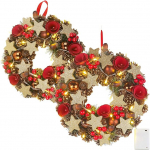 Britesta j&otilde;ulukaunistus uksep&auml;rg: 2 j&otilde;ulup&auml;rg, 20 sooja valget LED-i, taimeri, akutoitega, 28 cm (uksep&auml;rgade j&otilde;ulud v&auml;ljas LED, uksep&auml;rg valgustatud, v&auml;ljas, muinasjututuled)