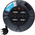 Electraline 49019 Pikenduskaabel trumlis, 3G 1 mm pikkusega 4 meetrit l&otilde;petatud Zweiwertige pistikupesa 16 Amp, must