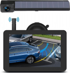 OBEST Solar juhtmevaba tagurduskaamera komplekt, akutoitega juhtmevaba 1080P tagurduskaamera 5-tollise monitoriga, 4800 mAh aku, 3 minutit veekindel tagurduskaamera matkaauto, kaubiku jaoks