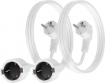 Pikenduskaabel, 2 Pack 1 meetri pikenduskaabel Schuko IP20, 16A/250V, 4000W, 1,5 mm&sup2; Schuko pistikuga ja &uuml;henduskohaga, majapidamine kontori multimeedia, valge