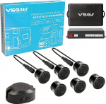 VSG 24 Premium matkaauto parkimisabi j&auml;relpaigaldamiseks, PDC tagumised parkimisandurid koos pistikupesa s&uuml;steemiga lihtsaimaks paigaldamiseks, akustiline k&otilde;lar, 6 tagurdussignaaliandurit, mustas toonis