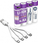 ANSMANN aku Mignon AA Type C Connector Li-Ion 1800 mAh 1.5 V, 4 tk, laetav, ideaalne puldi, kontrolleri, m&auml;nguasja, raadio jaoks.
