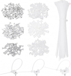 hankekaart 180 St&uuml;ck 1,9 cm 1,5 cm 2,3 cm Kabelbinder-Sattelbefestigungen Basis mit 15,2 cm Kabelbindern und M3 M4 M5 Blechschrauben, Draht-Organizer-Halterklemmen-Set, Wei&szlig;