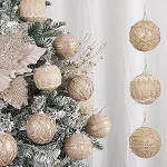 XmasExp talumajapidamise j&otilde;ulukujude kaunistuste komplekt, purunemiskindel rustikaalne j&otilde;ulupuu riputatav kaunistus, 70mm, beež ja &scaron;ampanja, 12 tk.