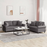 Gecheer 2-Piece Sofa Set Armchair Couch Sofa Living Room Sofa Couch Set Designer Sofa Seating Furniture Upholstered Furniture with Cushion Grey Faux Leather