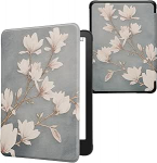 kwmobile Flip Case &uuml;hilduv Amazon Kindle Paperwhite (2024)/Colorsoft Case - eReader Case - Magnolia Taupe valge sinine hall