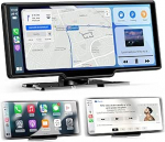 2025 Uusim 10,26-tolline Carplay- ja Android-autoekraan: Buddy Display koos GPS navigatsiooniga 4K Dash Cam tagurduskaamera Bluetooth 5.2 Siri h&auml;&auml;ljuhtimine IPS puuteekraaniga Mirror Link AUX FM 64G TF