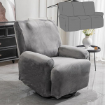 Sofa Cover (Suit) Encryption Short Plush Fabric Sofa Protector Suitable for All Seasons Elasticity Sofa Towel (Color : Dark Grey, Size : 4 Seater/10 Piece Set)