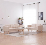 BaraSh 2-Piece Sofa Set Fabric Cream White Lounge Garden Furniture Set Patio Furniture Garden Furniture Outdoor