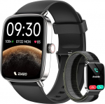 Nutikellad mehed naised koos telefoni funktsiooniga, 1,85-tolline spordikell Smart Watch, 100 + spordirežiimid, spordi j&auml;lgimine koos s&uuml;dame l&ouml;&ouml;gisageduse / SPO2 / une monitori, sammuloenduriga, IP68 veekindel spordikell, must