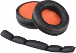 Geekria k&otilde;rvapadjad ja peapaela komplekt, mis &uuml;hildub SteelSeries Siberia 800/840 k&otilde;rvaklappide remondikomplektiga (must)