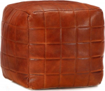 vidaXL Pouf Seat Pouf Stool Seat Pouf Footstool Stool Cube Seat Cushion Ottoman Light Brown 40 x 40 x 40 cm Genuine Goat Leather