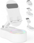 Telefoni alus koos juhtmevaba Bluetooth-k&otilde;lariga - Induktsioonk&otilde;lar reguleeritava telefonihoidjaga, juhtmevaba induktsioon koos laadimisega, &uuml;hildub Android, iPad, Samsung, tahvelarvuti (valge)