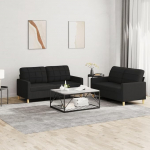 Juroupi 3201278 2-Piece Sofa Set with Cushion Sofa Living Room Sofa Set Sofas for Living Room Black Fabric