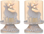 Sziqiqi k&uuml;&uuml;nla hoidja, j&otilde;ulukaunistus, laud, siseruumides: K&uuml;&uuml;nlahoidja, Vintage, metallist, j&otilde;ululaua ja elutoa kaunistamiseks, valge, 2 komplekt, laternahoidja, hirvede k&uuml;&uuml;nla hoidja.