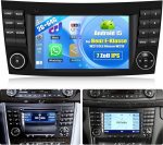 CAMECHO 2GB + 64GB Android 15 autoraadio koos satelliitnavigatsiooniga Mercedes Benz E-klassile W211 CLS klassile W219, Double DIN raadio 7-tollise puuteekraaniga Mirror Link RDS/FM Bluetooth + AHD tagurduskaamera