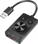 LogiLink USB 2.0 Audio Adapter with Volume Control, 3 x 3.5 mm Jack Connectors (TRS/TRRS)