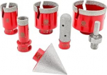 FOCSTOL teemantpuuripuuride komplekt - plaadipuuride komplekt keraamiliste keraamiliste plaatide jaoks 7 tk (20/35/50/68 mm + 50 mm faasipuur + 20 mm s&otilde;rmeveski + adapter)
