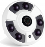 REVODATA HD 5MP POE IP Camera, Security Camera Indoor Fisheye 1.7 mm Lens 180&deg; Viewing Angle 6 Array LED IR Night Vision P2P CCTV Video POE IP Surveillance Camera H.265 (IF02-P-HS)