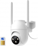 PEEIPM 4G LTE Outdoor Surveillance Camera with SIM Card: 360 Degree Camera PTZ Recording Colour Night Vision Camera Outdoor AI Tracking IP65 Waterproof (Wired)