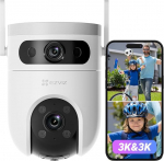 EZVIZ 5MP + 5MP v&auml;livaatluskaamera, WiFi kahe objektiiviga, 360&deg; panoraam- ja kallutuss&uuml;steemiga j&auml;lgimine v&auml;ljas, AI inimeste / s&otilde;idukite tuvastamine, autode j&auml;lgimine, v&auml;rviline &ouml;&ouml;n&auml;gemine, ilmastikukindel, 2-suunaline heli, H9c Dual 3K