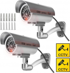 Dummy valvekaamera v&auml;ljas LED-valgusega punane vilkuv valvekaamera v&otilde;ltsitud kaamera turvakaamera sise- ja v&auml;litingimustes kasutamiseks, pakendis 2 t&uuml;kki