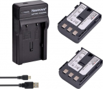 Newmowa&reg; NB-2L vahetusaku (2 tk) ja kaasaskantav USB-laadija komplekt Canon NB-2L, NB-2LH, HF R10, HF R11, PowerShot G7, G9, S30, S40, S45, S50, S60, S70, S80, EOS 350D jaoks.