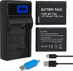 CITYORK BP-70A Asendusaku (2-pakk) + laadija Samsung DV150F ES65 ES67 ES70 ES80 MV800 PL20 PL80 PL120 PL170 PL200 SL605 SL630 ST65 ST95 ST66 ST76 ST80 ST90 ST90100 ST6500 SL50 SL600 jaoks.
