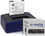 3 akut + topeltlaadija (USB) Olympus LI-92B, Li-90B / Olympus Tough TG-2, TG-3, TG-4, TG-5, TG 6 / Actioncam TG Tracker / SH-... Vaata nimekirja - sisaldab Micro USB kaablit
