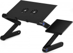 Dioche Laptop Stand kokkupandav reguleeritav alumiiniumist s&uuml;learvuti laud koos hiirehoidjaga ja 2 jahutusventilaatoriga voodi diivanile (must)