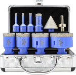 Teemantpuuripuuride komplekt 10 t&uuml;kki - 6/6/8/20/20/35/40/50/68 mm teemantpuuriga puursaag, 50 mm faasipuur, kuusnurkse varrega adapter keraamiliste plaatide jaoks, keraamiline graniit marmor Dekton