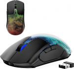 Juhtmevaba m&auml;nguhiir, 12K DPI, 2.4g/USB-C/Bluetooth 5.3 m&auml;nguhiir, suur RGB taustavalgus, 6 programmeeritavat nuppu, 75 tundi aku kestvust, kerge, PC-le, Macile, s&uuml;learvutile, must