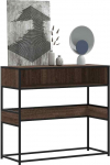 Konsolentisch, Eiche, Braun, 90 x 35 x 80 cm, Holz, Konsole f&uuml;r Flur, Eingangsbereich, Sofa-Ende, schmal, f&uuml;r Eingang, Wohnzimmer - A
