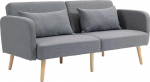 HOMCOM diivanvoodi, 3-kohaline diivanvoodi voodifunktsiooniga, 2 padjaga, polsterdatud diivan reguleeritava k&auml;etoega, linase v&auml;limusega elutuppa, magamistuppa, 170 x 83 x 80 cm, Hall