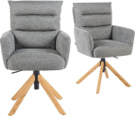 DUBI M&ouml;bel Mika-Tesa 2 s&ouml;&ouml;gitooli, reguleeritava k&otilde;rgusega, kontoritoolid ja konverentsitoolid, 360&deg; p&ouml;&ouml;ratav taskujuga, ergonoomiliselt polsterdatud, tammepuust raam, kangas hall, 2 tk, komplektis