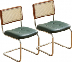 Mid Century Rattan s&ouml;&ouml;gitoolid Modern k&ouml;&ouml;k s&ouml;&ouml;gitooli seljatoega Mugav nahast pehmendusega lauatool metallist jalgadega (S x L x K): 60 x 41 x 87 cm