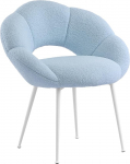 Schminktisch Stuhl, Teddy-Stoff Relaxsessel, Schminkstuhl in Blumenform, Wei&szlig;e Beine, Luxus Polster Sessel f&uuml;r Wohnzimmer, Schlafzimmer, Balkon, Arbeitszimmer (Hellblau)