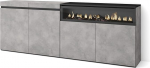 Skraut Home Sideboard, Highboard, kapp, Comode kapp, 200 x 75 x 35 cm, 4 ust, elektriline kamin, m&otilde;&otilde;tmed, kaasaegne stiil, tsementist